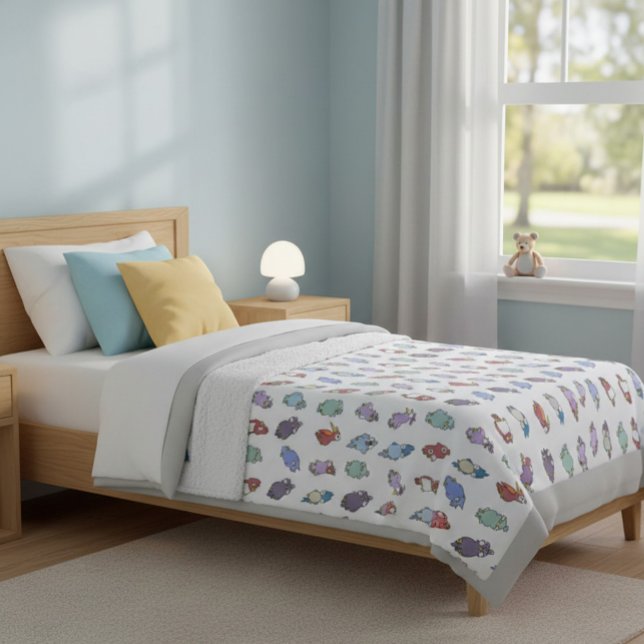 Vitaktig Tecknad Fågelröta Fleecefilt (Skapare uppladdad)