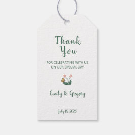 Vitaktiga färgblommor Bröllop Tack Presentetikett
