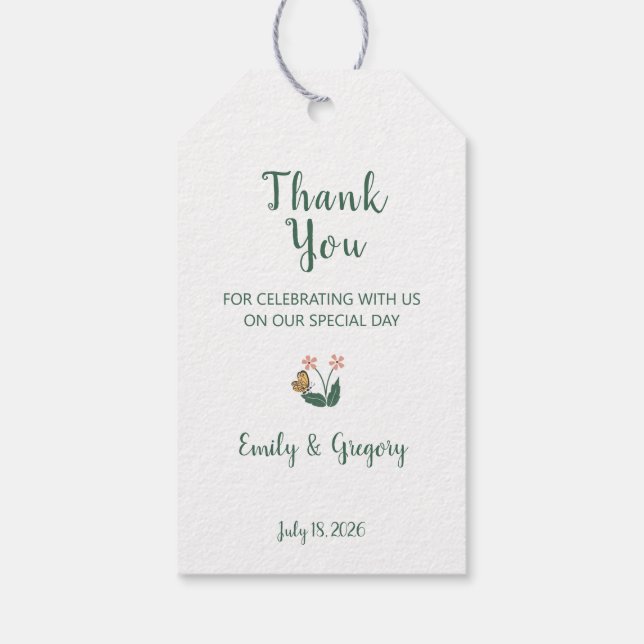Vitaktiga färgblommor Bröllop Tack Presentetikett (Baksidan)