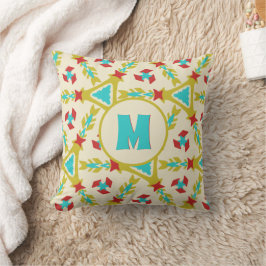 Vitaktiga former Färgfyllda Mönster med Monogram Kudde