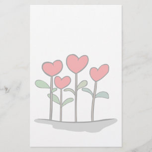 Vitaktiga hjärtblommor Stationärt Brevpapper