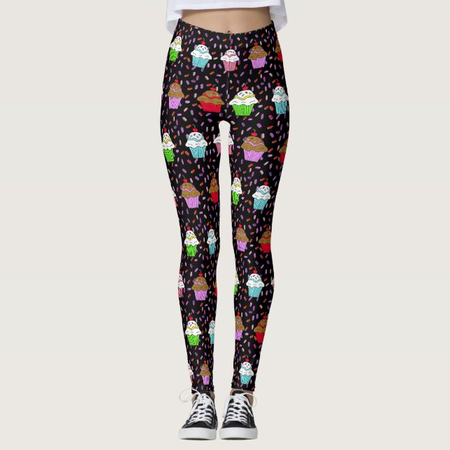 Vitaktiga Muffinsar och Candy Sprinkles Leggings (Framsida)