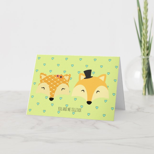 Vitaktiga rävar från alla hjärtans dag helgkort (Framsida)