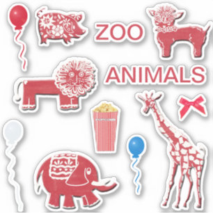 Vitaktiga zoo-skrapbooking Red & White Stickers Klistermärken