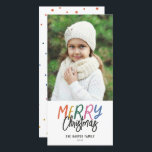 Vitaktigt färgfoto av God jul Julkort<br><div class="desc">Gör en snyggt påstående den här julhelgen med det här helgdag för festliga bilder och roligtar. Framsidan har en lekfull färgstark formaterad text med anpassningsbarna. Baksidan har en passande färgfull punkt mönster för en speciell extra-beröring. Besök min affär för att se fler helgdagskort för snyggt.</div>