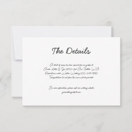 Vitaktigt handritat kummelkort, Bröllop OSA Kort