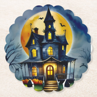 Vitaktigt hemsökt hus: Scalloped Round Underlägg