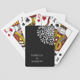 Vitaktigt på svart, färglös Bröllop Casinokort