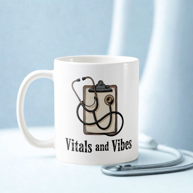 Vitals and Vibes | Healthcare Humor Design   Kaffemugg (Skapare uppladdad)