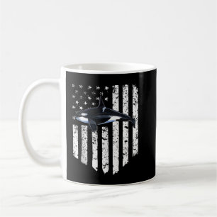 Vitamerikansk Flagga Orca Killer Whale 4 juli Kaffemugg