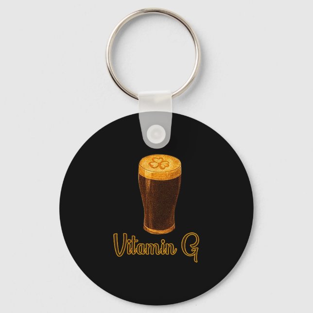 Vitamin Beer Lucky Shamrock Funny Patrick’s Day Me Nyckelring (Framsida)