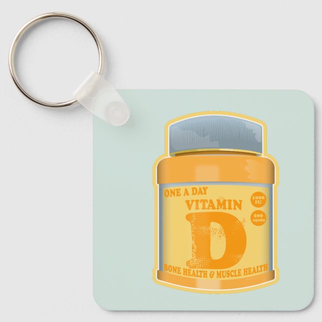 Vitamin D kapslar, hälsa och välbefinnande Nyckelring (Framsida)