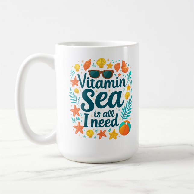 Vitamin Sea Coffee Mugg - Ocean Älskare Beach Vibe (Vänster)