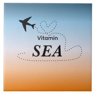 Vitamin Sea Orange Sommar Färg Flygplan Kakelplatta