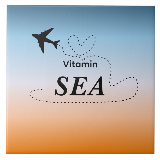Vitamin Sea Orange Sommar Färg Flygplan Kakelplatta (Framsidan)