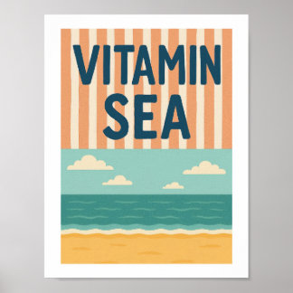Vitamin Sea Retro strand typografi kustnära skämt Poster