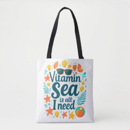 Vitamin Sea Tote Bag - Ocean Lover's Beach Adventu Tygkasse