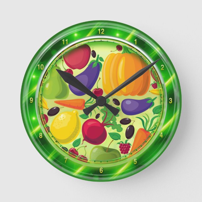 Vitaminer som exponeringsglas pläterar väggen, tar rund klocka (Framsida)