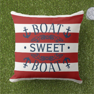 Vitankare Boat Sweet Boat-citat på Rand Kudde