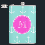 Vitankare för Mint Grönt, Shock rosa Monogram Fickplunta<br><div class="desc">Nautisk, trendig, myntankare och vita ankare mönster med ett modernt typsnitt, på en shock rosa-etikett, banderoll, ram med vitt, cirkulärt linjer gräns. GraphicsByMimi© Modern, söt, preppy anchor mönster som du kan anpassa med ditt monogram för henne. Använda mallen fält om du vill lägga till ditt första monogram eller brev eller...</div>