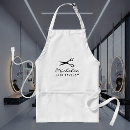 Vitapron för hårsalonstam eller barberaffär förkläde