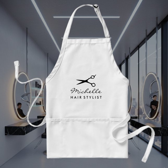 Vitapron för hårsalonstam eller barberaffär förkläde (Hair salon apron)