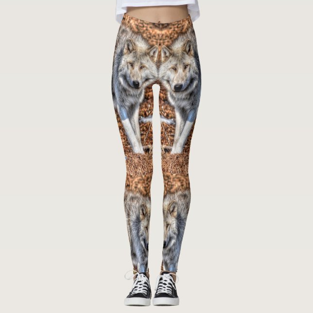 Vitarktisk Varg Wildlife-design Leggings (Framsida)