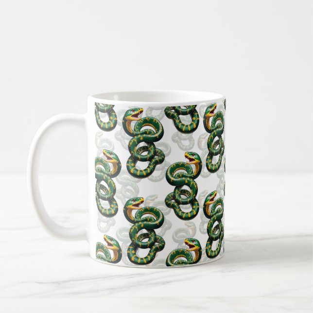 Vitbakgrund - Snake Mönster Design Kaffemugg (Vänster)