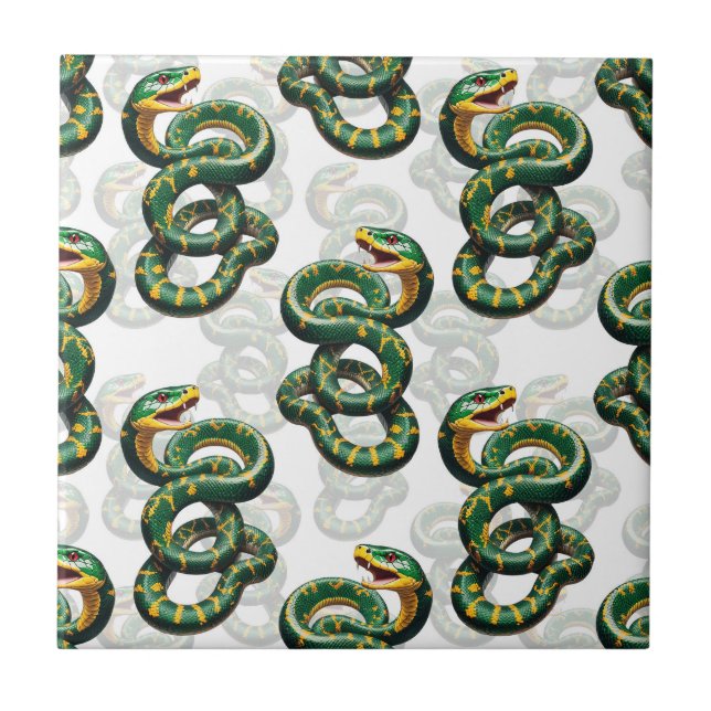 Vitbakgrund - Snake Mönster Design Kakelplatta (Framsidan)