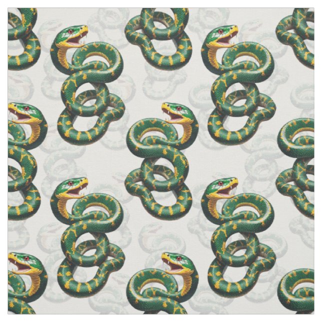 Vitbakgrund - Snake Mönster Design Tyg (Provkarta)