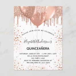 Vitballonger från Quinceanera ro guld Inbjudan Vykort
