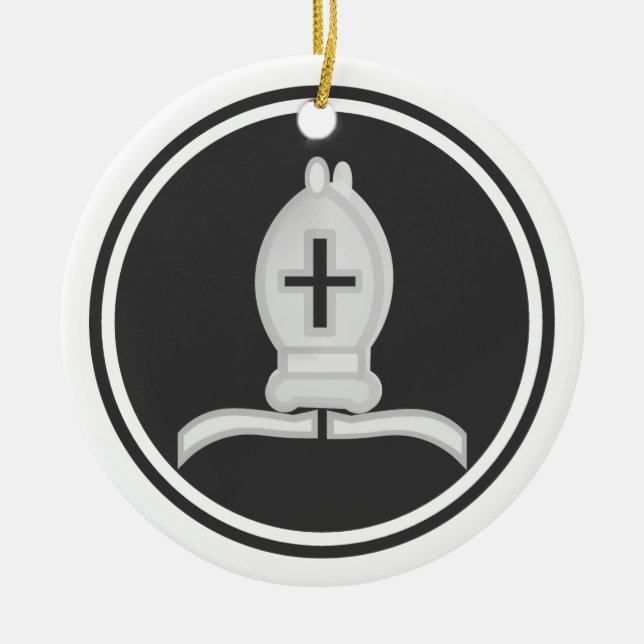 Vitbiskopschack Julgransprydnad Keramik (Framsidan)