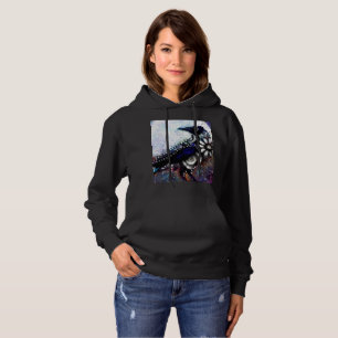 Vitblå Blommigten Raven Måne, vit  T Shirt