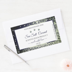 Vitblå juveler från Glitter-Silver, Rektangulärt Klistermärke