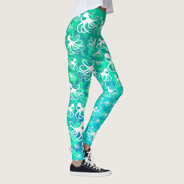 Vitbläckfisk på Seafoam - damasker Leggings (Höger)