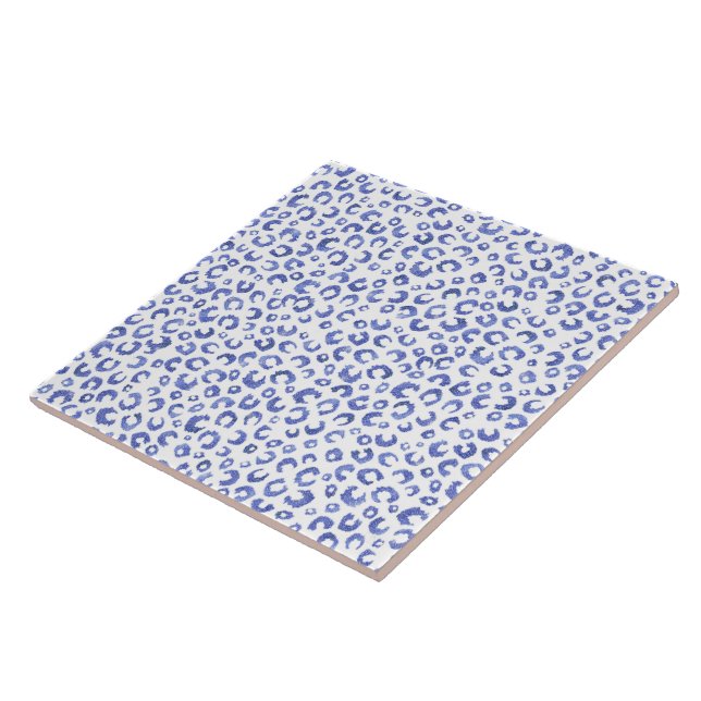 Vitblått Glitter leopard - djurtryck Kakelplatta (Sidan)