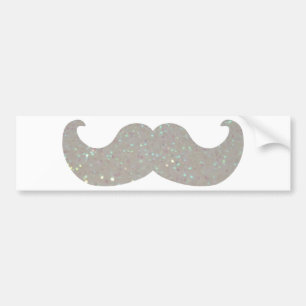VitBling mustasch (grafiskt Fauxglitter) Bildekal