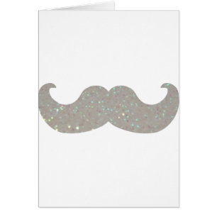 VitBling mustasch (grafiskt Fauxglitter) Hälsningskort