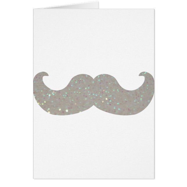 VitBling mustasch (grafiskt Fauxglitter) Hälsningskort (Framsidan)