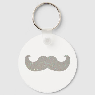 VitBling mustasch (grafiskt Fauxglitter) Nyckelring