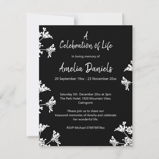 Vitblomma Firande i Life-annons Inbjudningar (Framsida)