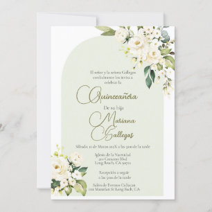 Vitblomma med inbjudan ram Quinceanera