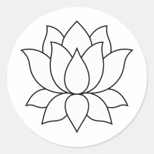 Vitblommande Lotus Flower-symbol Runt Klistermärke