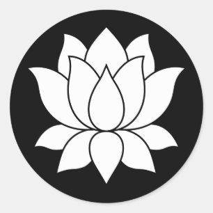 Vitblommande Lotus Flower-symbol Runt Klistermärke