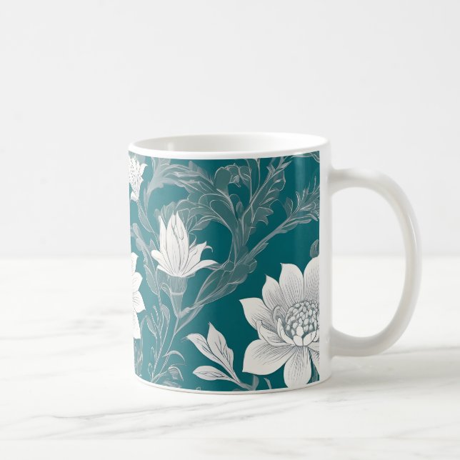 Vitblommans utformning kaffemugg (Höger)