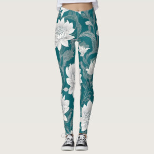 Vitblommans utformning leggings