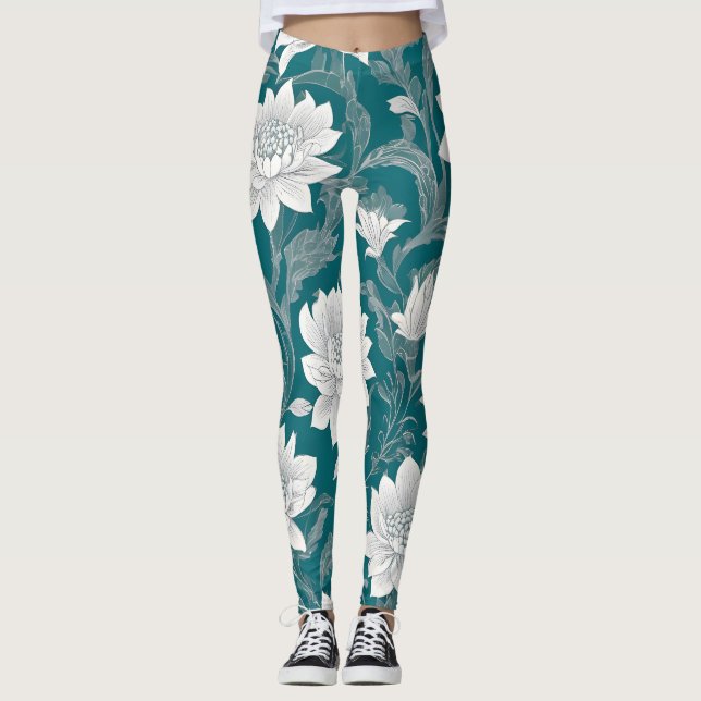 Vitblommans utformning leggings (Framsida)