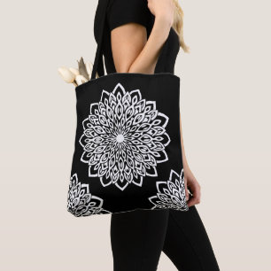 Vitblommig design Abstrakt Mandala Tygkasse