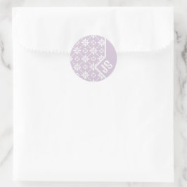 Vitblommig Mönster vid Rosa Gräns Monogram Runt Klistermärke