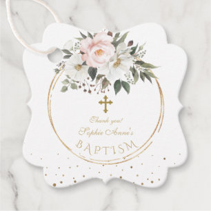 vitblommor Bloom Guld Kor-baptism Gåvor Etiketter